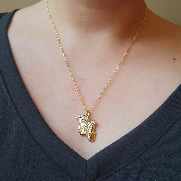 Vintage Dainty Gold Art Nouveau Style Double Face Necklace - Picture 2 of 8